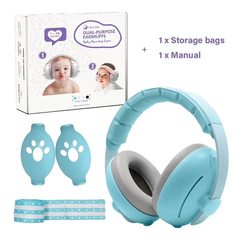 2 in 1 Baby Earmuff Mini-headset Adjustable Noise-proof Ear Protection Kids' Outdoor Sleep and Airplane Anti-noise Earmuffs