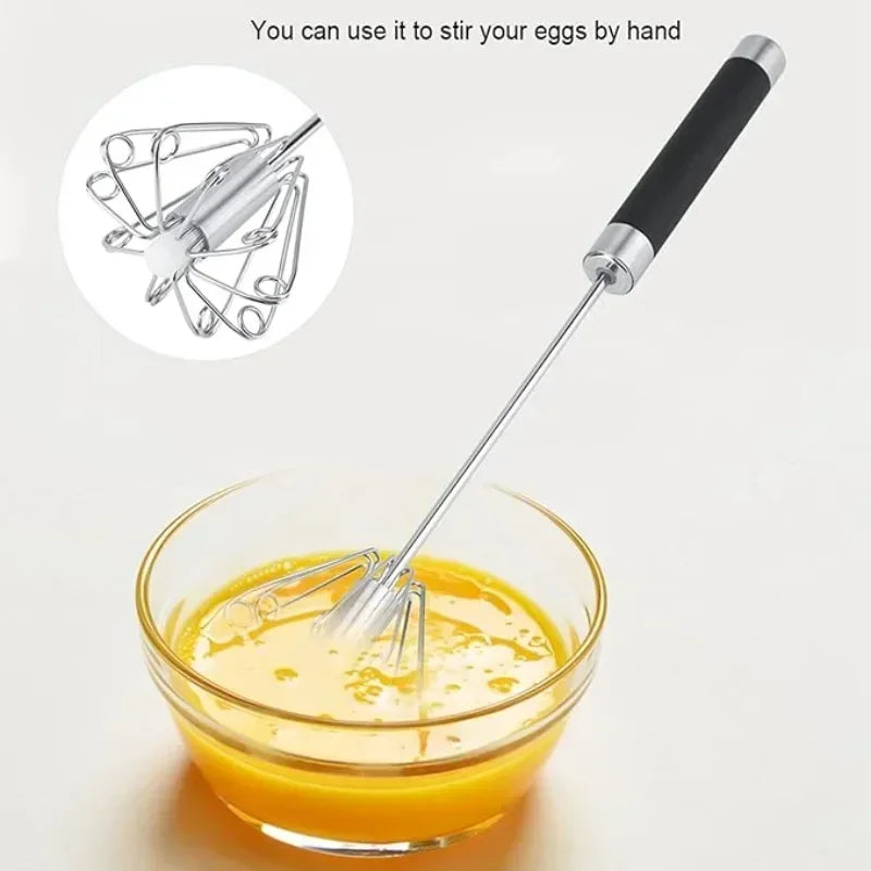 Rubber Semi-automatic Egg Beater Rotatable Stainless Steel Kitchen Mixer Manual Whisk Egg Beater Whipping Manual Milk Cream