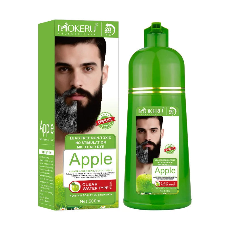 Natural 500ml 1Pack Apple Hair Color Cream Ammonia Free100% Gray Hair Coverage Apple Hair Color Black Hair Dye Shampoo for Men