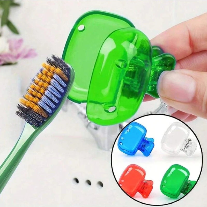 Portable Toothbrush Head Storage Clip Travel Toothbrush Protective Cap Random Color Toothbrush Head Cover Plastic Brush Pod Case