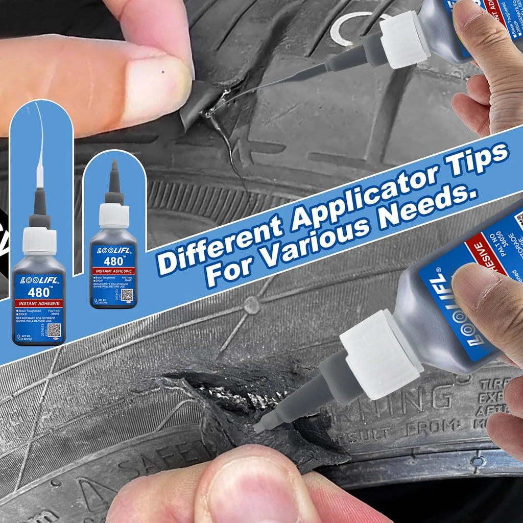 480 Black Super Glue, Quick-Bondig Adhesive Leather Rubber Wood Metal Strong Liquid Glue, Emergency Repair Adhesive, Rubber Glue