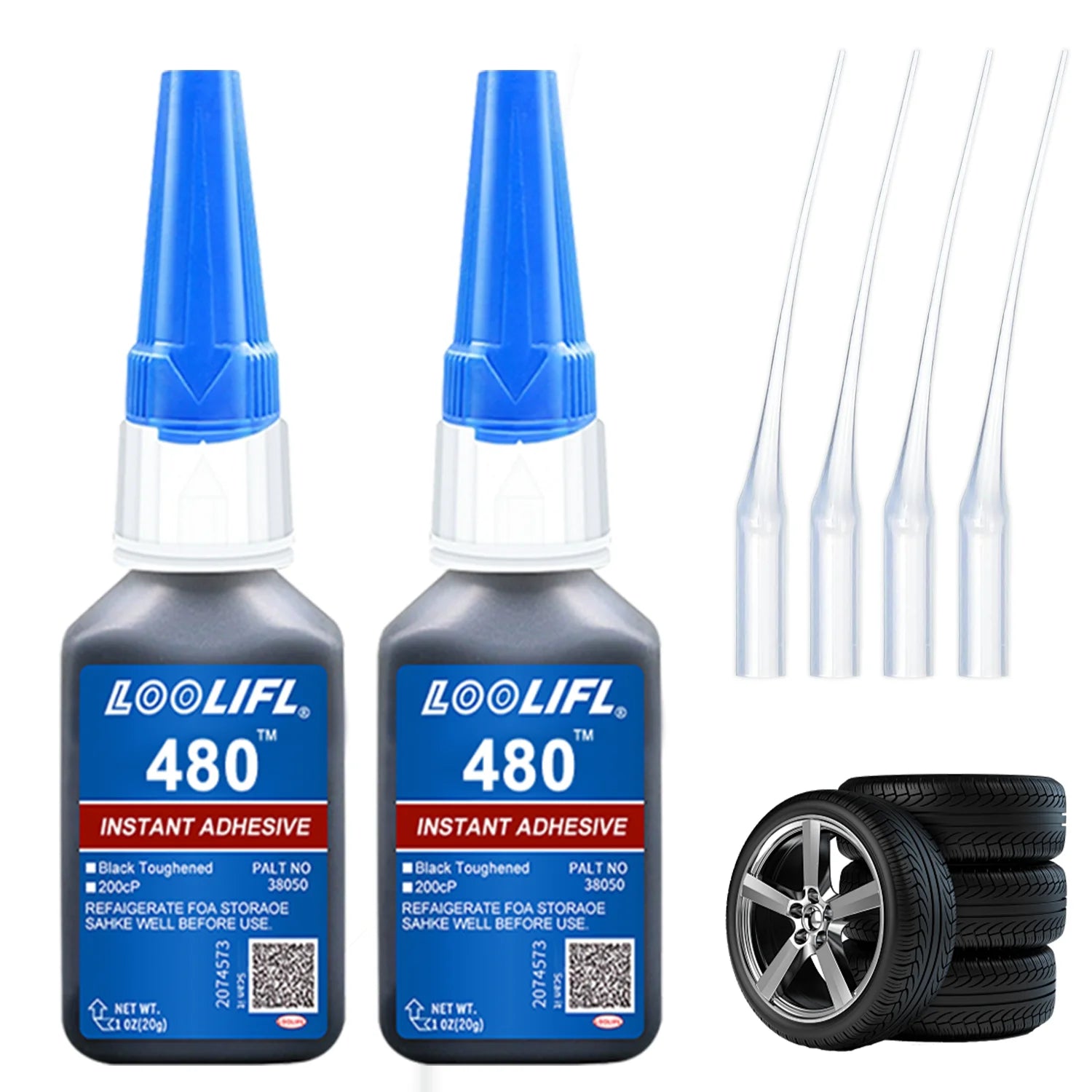 LOOLIFL 480 Black Instant Adhesive - Strong Bond for Rubber Tires, Speaker Cones, Automotive & Audio Repair,Vibration Proof Glue
