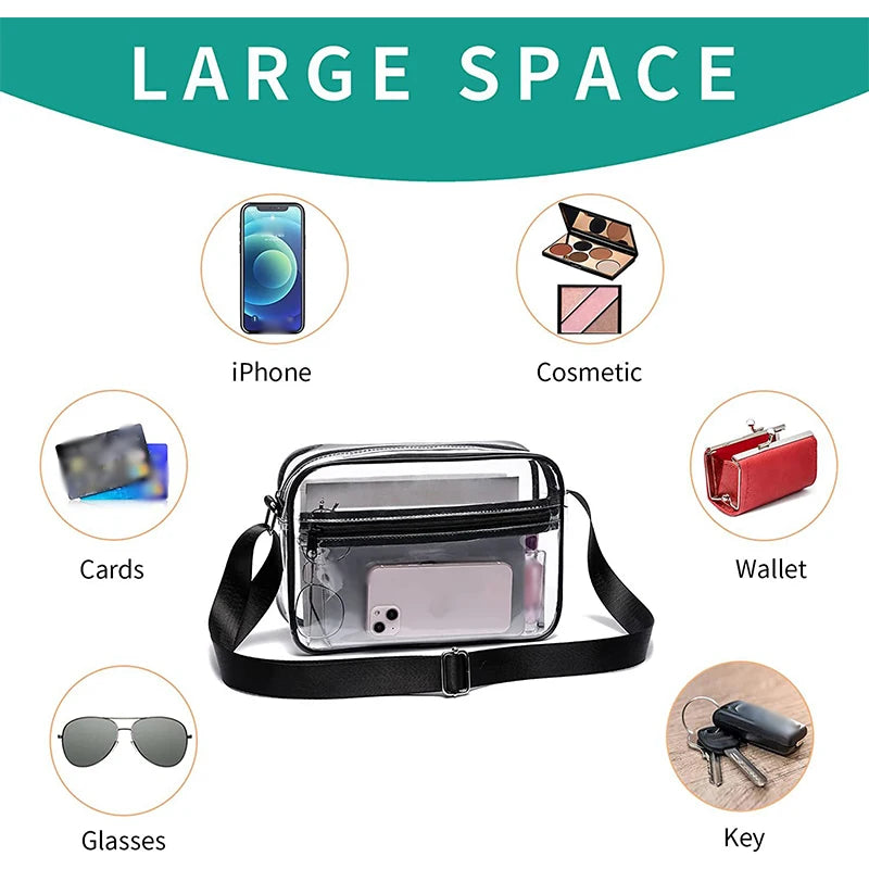 PVC Transparent Shoulder Bag Woman Crossbody Bags Concerts Sports Events Waterproof Jelly Pack Summer Travel Purse Phone Pouch