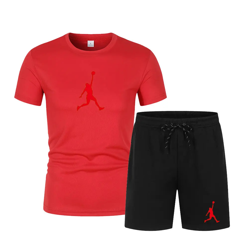 2026 Summer Fashion Printed Men's Shorts Set Two Piece Set, Men's Quick Drying Breathable Sports Set Short Sleeve T-shirt Set Me