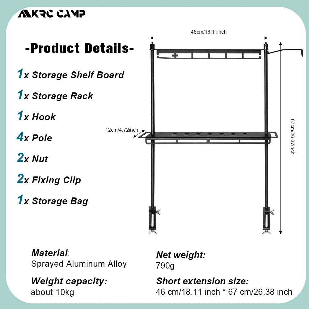 New Lighweight Camping Storage Shelf Aluminum Alloy Detachable Organizer Rack Table Lantern Stand Tableware Organizer Supplies