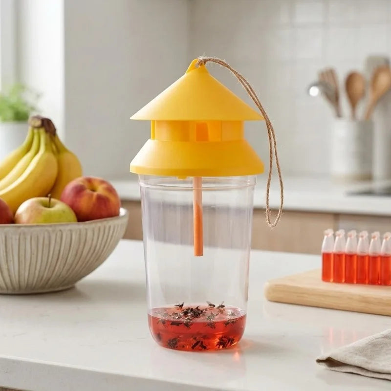 2/20x Fruit Fly Trapper with Attractant Hanging Fly Traps Bottles Non-Toxic Reusable Catcher Multipurpose Kitchen Yard Pest Tool