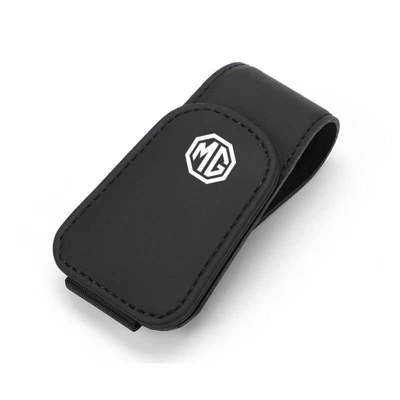 Leather Car Glasses Clip Sun Visor Credit Card Holder For MG ZS 5 7 6 Cyberster MG4 EV ES5 HS ONE GT GS MG3 EZS 3SW