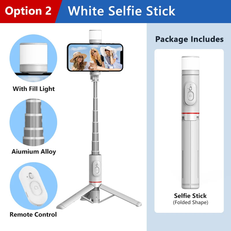 LISCN 85cm Selfie Stick with Light Extendable All in One Phone Tripod Integrated Tripod Stand Compatible with All Cell Phones