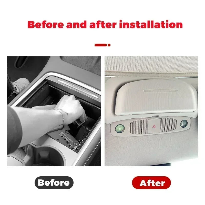 For Tesla Model Y/3/3+ Car Roof Glasses Box Sunglasses Storage Box Sun Visor Clip Card Storage Car Modification Accessories