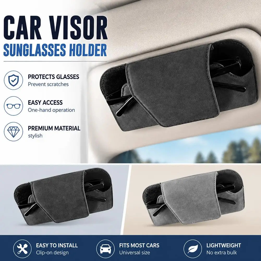 Portable Car Glasses Case Sun Visor Glasses Suede Sunglasses Storage Box Wear-Resistant Car Driving Glasses Clip Universal