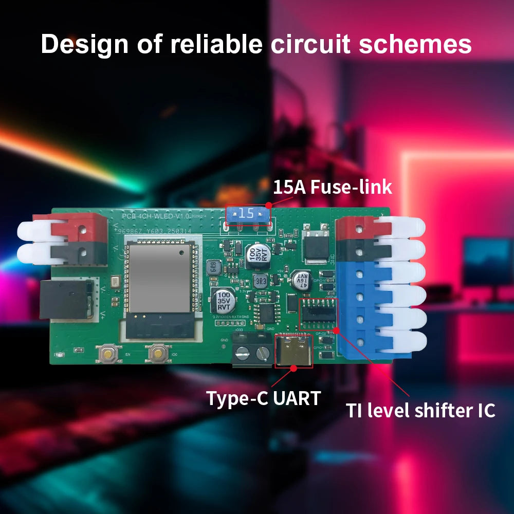 5GLEDOPTO ESP32 PWM WLED Dynamic LED Controller 5 in 1 DC12-24V WIFI App Control for RGBCCT RGBW RGB CCT DM WS2811/2B/3/5 Strip