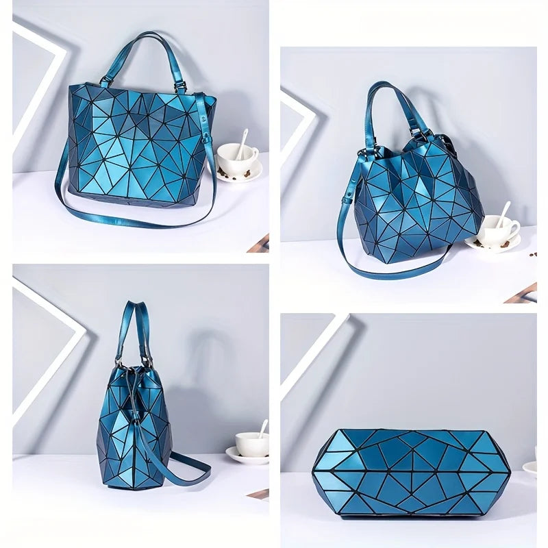 1pcs Women's Matte Geometric Diamond Shoulder Bag Large Capacity Bucket Bag Handbag Diamond Shoulder Bag Crossbody Bag