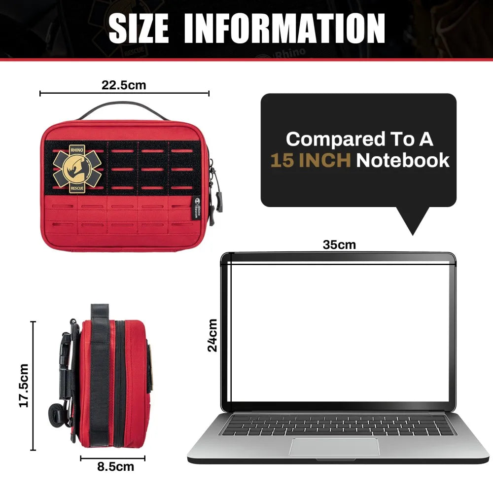 RHINO RESCUE large Car First Aid Kit IFAK POUCH Molle Medical Pouch for Travel Hiking Camping (empty bag)