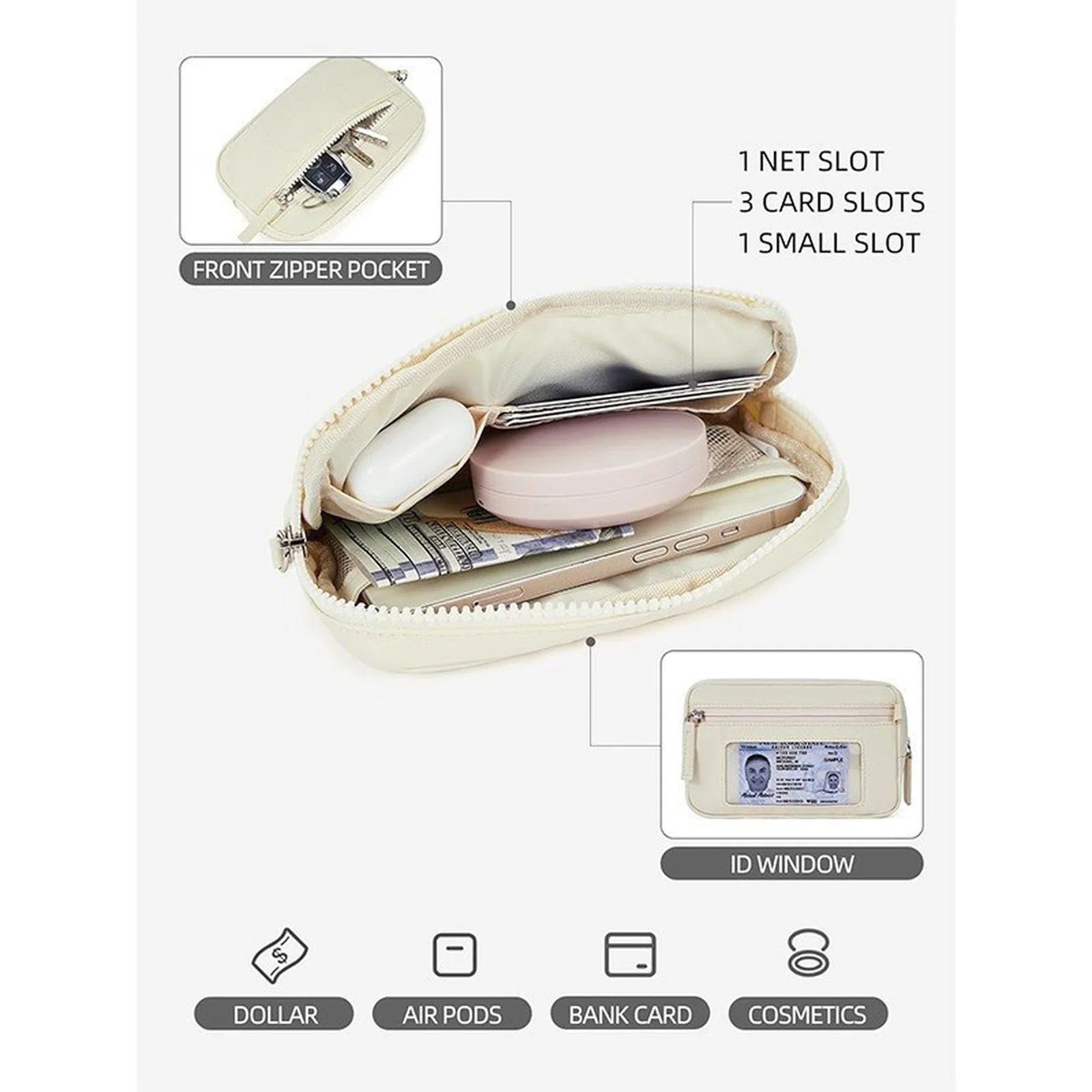 Fashion Quilted Crossbody Bag Travel Zipper Shoulder Bag Casual Multi Pocket Clutch Bag Stylish Lightweight Portable Women