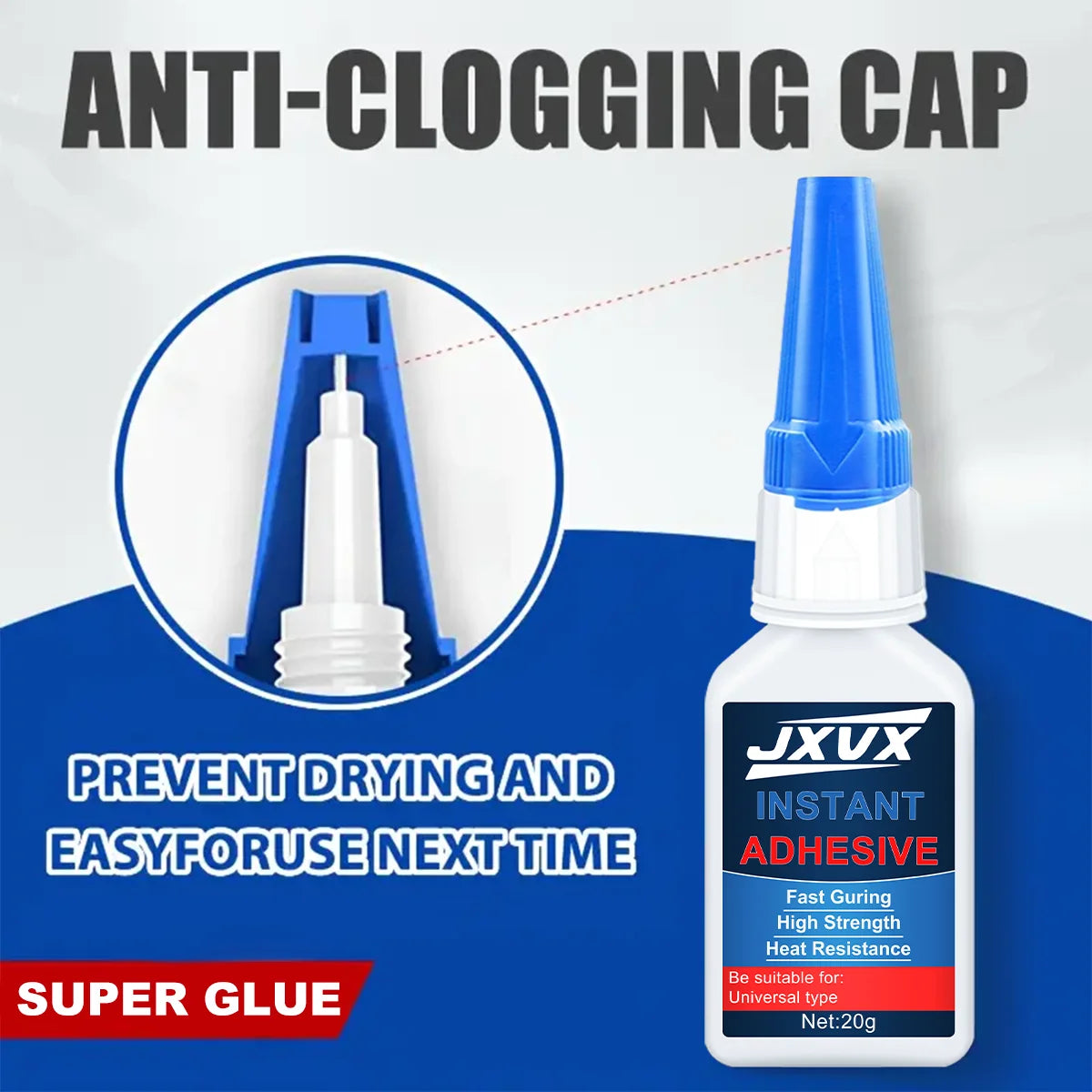 New 495 Multi-Purpose Super Glue Original Cyanoacrylate Adhesive 5-second quick-dry Instant Fast Adhesive Rubber Wood Glass Stronger All Bonding Glue 20g Includes precision dispenser 5PCS.