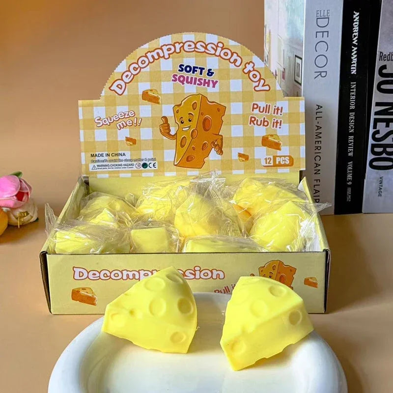 Cheese Squishy Toy Simulation Cheese Squeeze Toy Soft Cute Decompressing Pinching Cheese Sticky Slow Rebound For Adults Toy