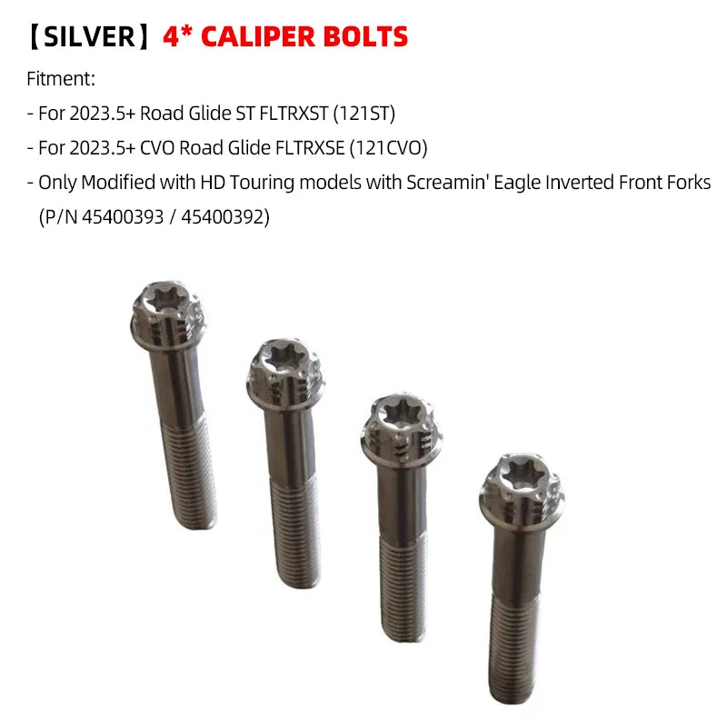 Road Faith Titanium Alloy Motorcycle Caliper Bolt Front Fender Bolts Anti-theft For HD 121CVO 121ST 24-up 117 Road/ Street Glide