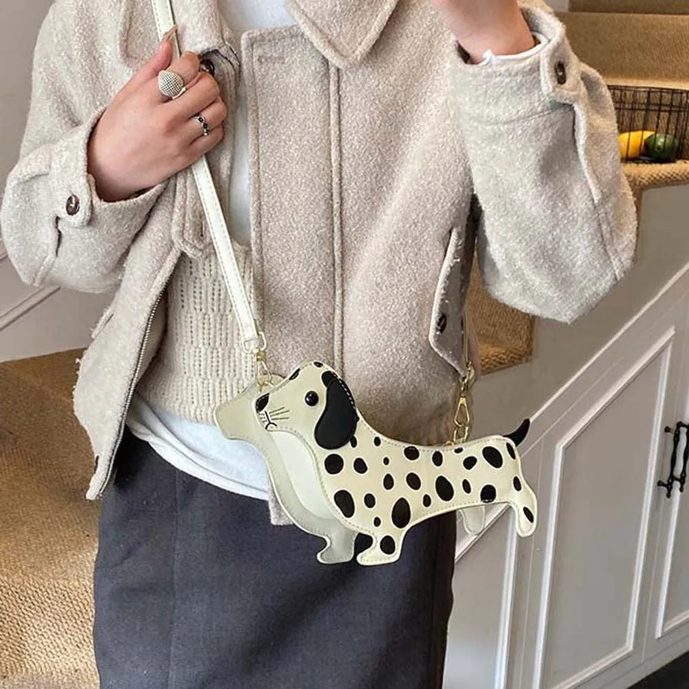 Kawaii Dachshund Crossbody Bag Three-dimensional Anti-splash Water Dog PU Shoulder Pouch Korean Style Lightweight