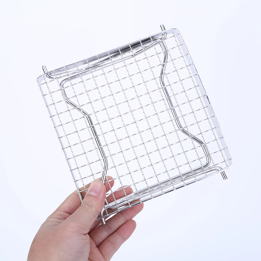 Mini Barbecue Grill Stand Stainless Steel Portable Burner Stand Heat Resistance Foldable Stove Pot Rack Barbecue Accessories