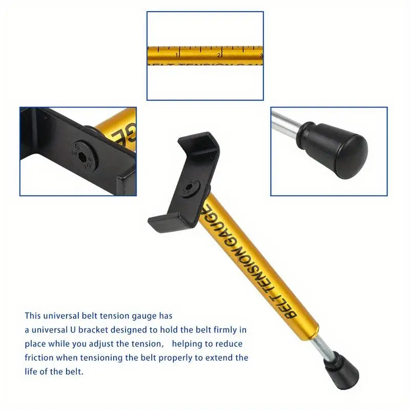 1Pc 10 Lb Belt Car Belt Tension Tool Adjustable with L Shaped Pad Motorcycle TL-1026-G Gauge Metal