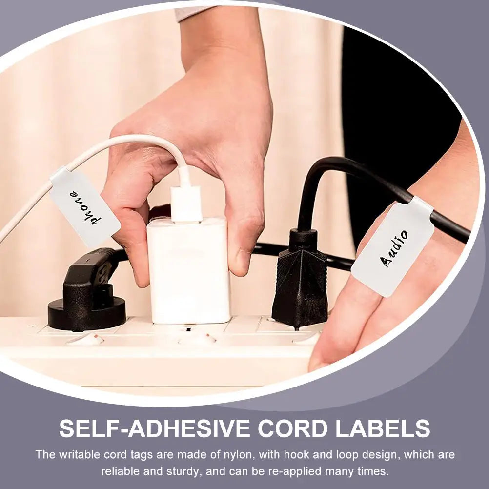 100pcs Self-Adhesive Cable Labels Writable Wire Tags Reusable Wire Labels Cord Label Tags Identification Paper Handwriting Tag