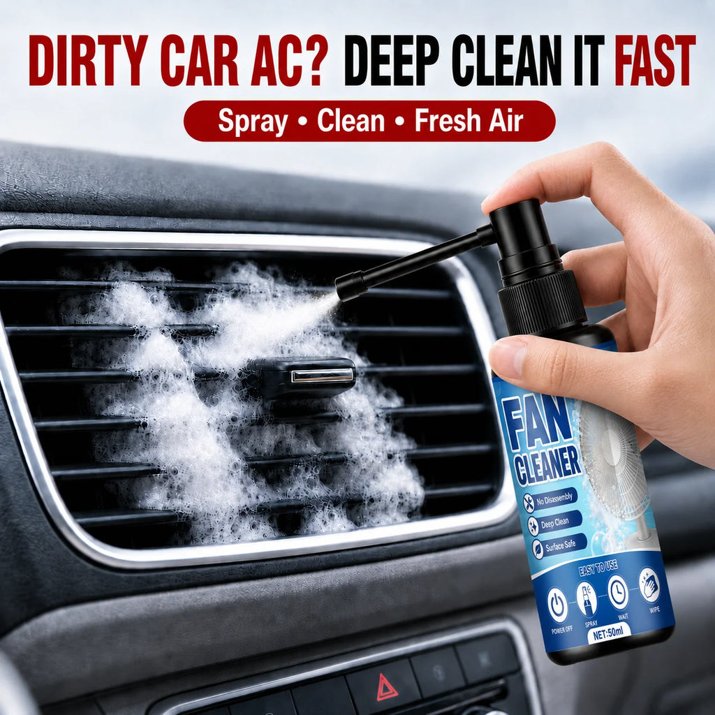 KJM Dual Spray Nozzle Car AC Fan Cleaner Spray 50ml Fast Deep Clean Dust Odor Remover Freshener For Auto Air Vent Household Fans