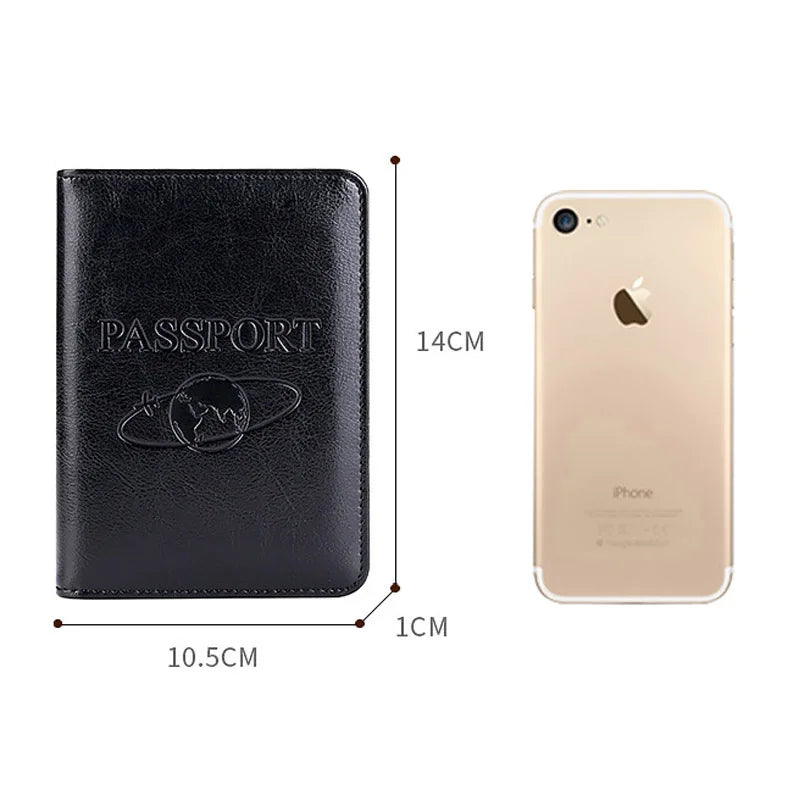 Genuine Leather Passport Holder - RFID Blocking Travel Wallet for Passport & Tickets, Multifunctional Document Case