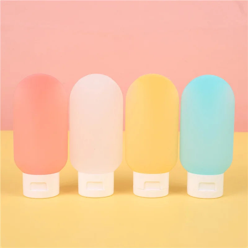 4Pcs 60ml Travel Botttle Set Refillable Bottles Soft Cream Lotion Shampoo Squeeze Tube Empty Cosmetic Containers Makeup Tools