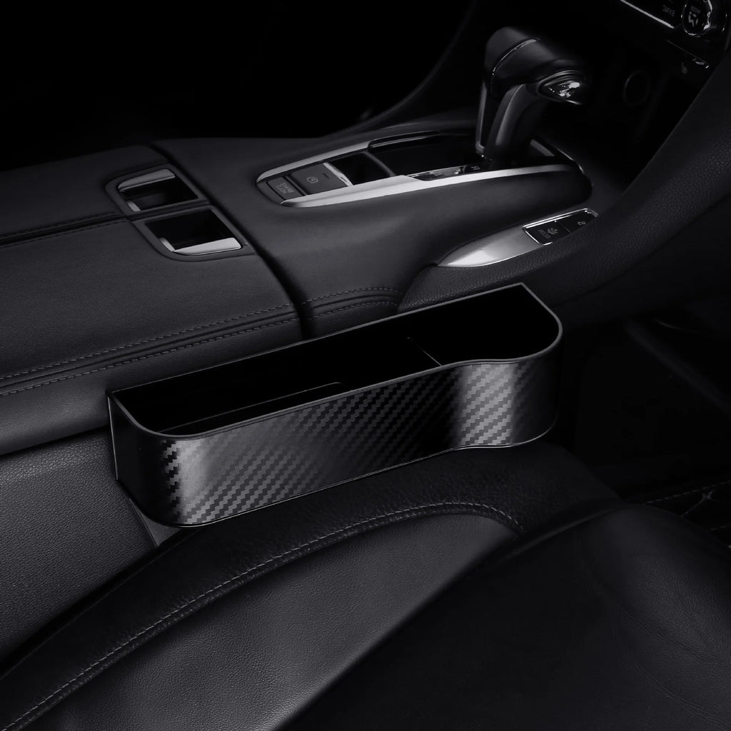 Multifunctional Car Seat Crevice Storage Box Carbon Fiber Gap Filler Organizer Auto Slit Pocket Holder For Phone Small Items