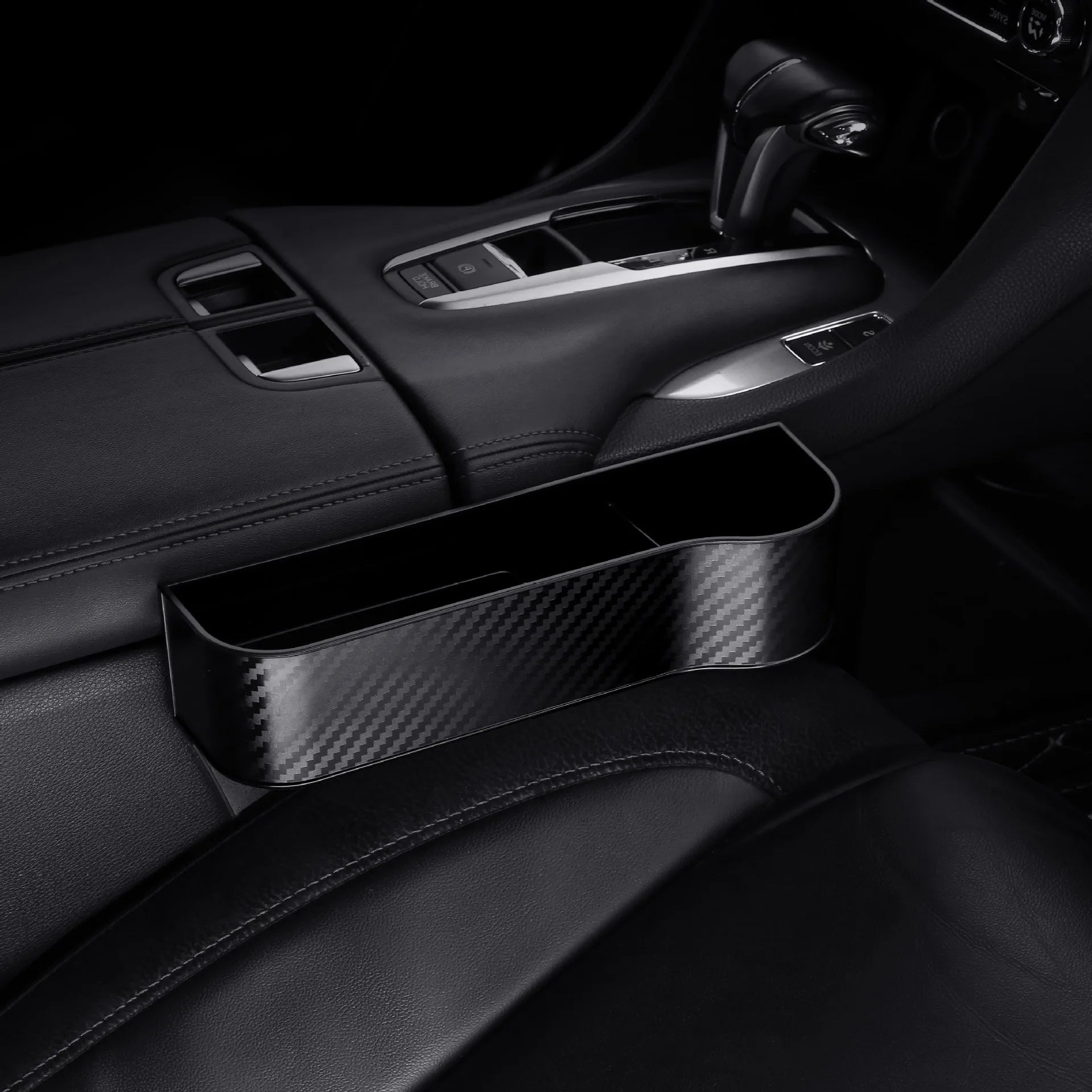 Multifunctional Car Seat Crevice Storage Box Carbon Fiber Gap Filler Organizer Auto Slit Pocket Holder For Phone Small Items