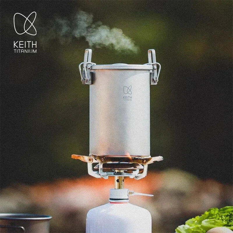 Keith Titanium Rice Cooker Outdoor Camping Cooking Light Weight Cookeware TI6300 Multifunctional  Pot 900ml for  Backpacking