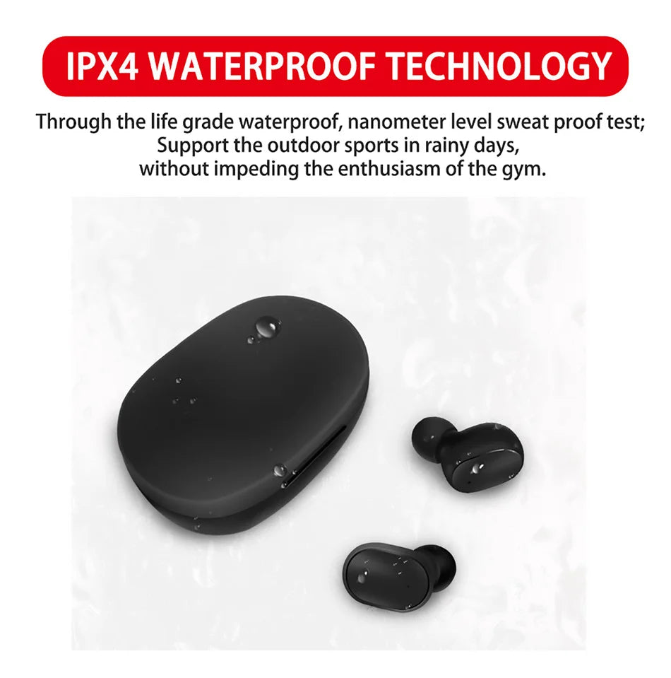 Bluetooth True Wireless Earbuds Rich Stereo Sound Integrated Mic Portable Charging Case Fitness Running Headset