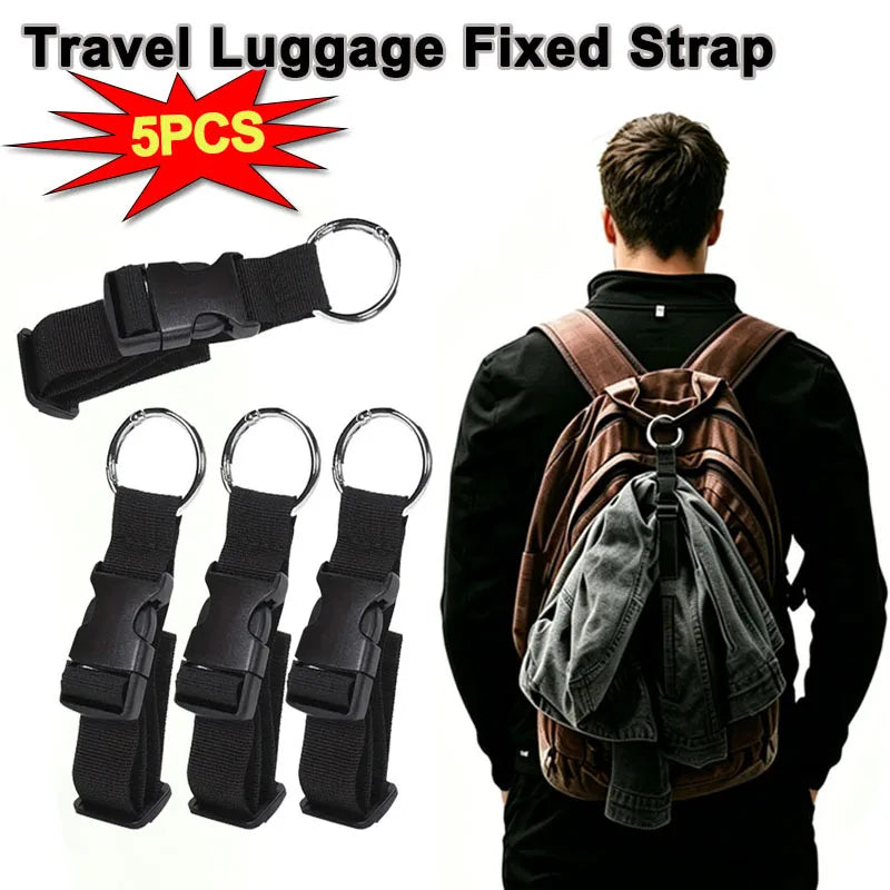 1/3/4/5pcs Travel Luggage Fixed Strap Portable Strap with Release Buckle Backpack External Strap with External Hook BDK01