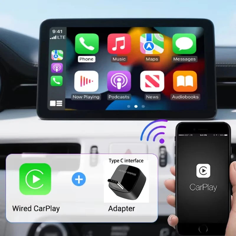 Skilldrive 2026 Upgraded Wireless CarPlay Adapter Wireless Android Auto AI Smart Box Intelligent Systems for Wired CarPlay Car