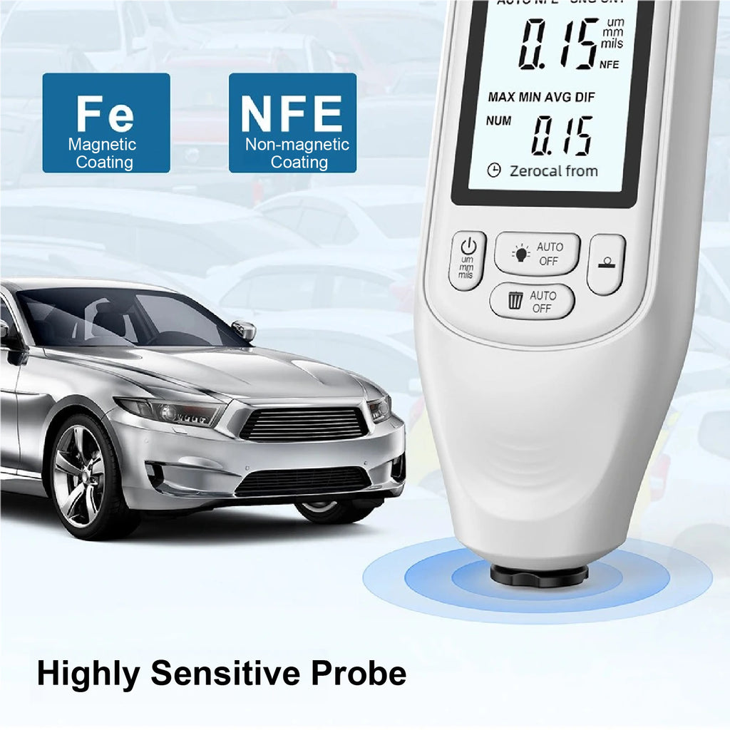 HW400 Handheld Coating Thickness Gauge 0‑2000µm Digital Fe/NFe Paint Film Tester for Car Body Industrial Magnetic Eddy Current