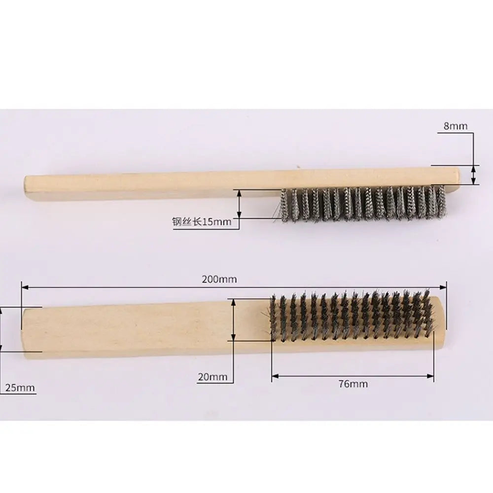 Wooden handle stainless steel wire brush for stationery, paint removal, rust removal, root carving, diamond Bodhi cleaning