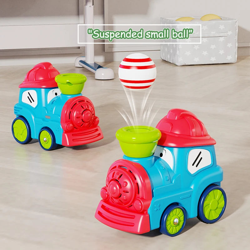 Steam Train Track Toys Electric Magnetic Blow Balls Cartoon Spray Car Models Sound Light Engineering Vehicles Children Toy Gifts