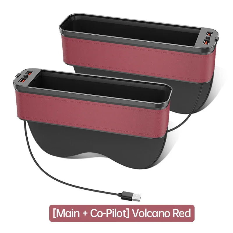 For Porsche Cayenne Panamera Macan 718 Boxster 958 911 Car Crevice Storage Box With 2 USB Charger Colorful LED Seat Organizer