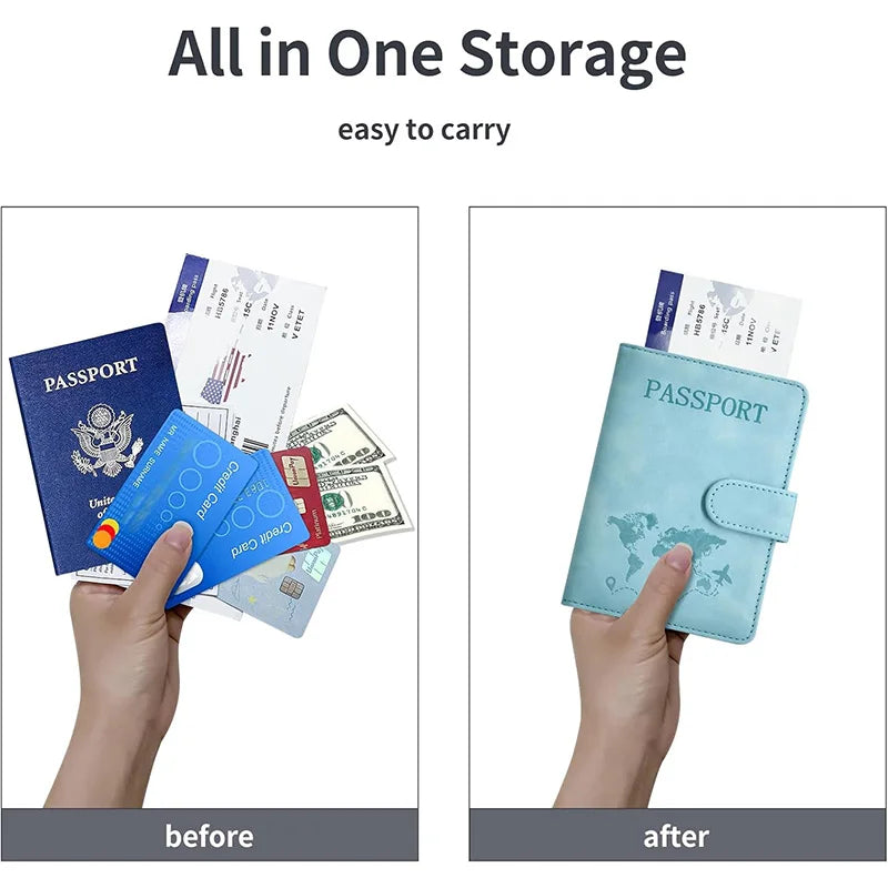 Passport Holder for Men Women RFID Blocking Passport Book Protector Slot Travel Document Organizer
