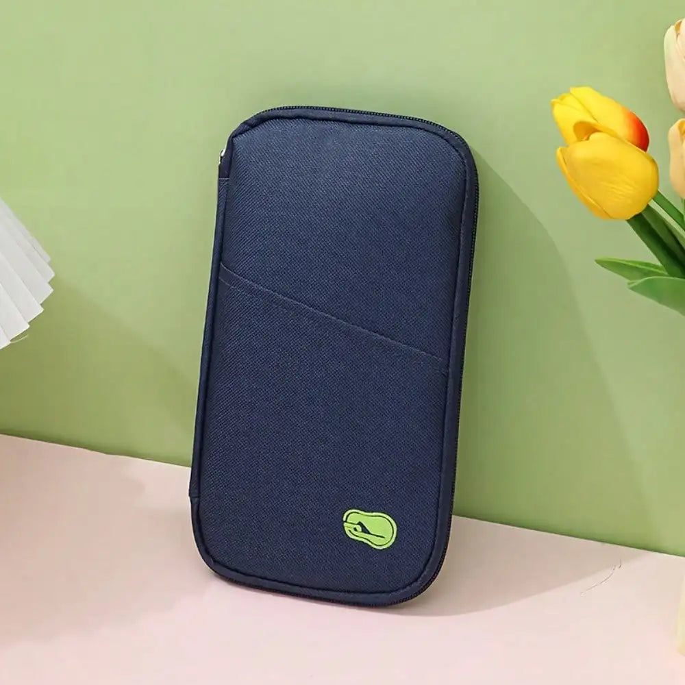 Travel Passport Holder with Zipper - with Compartments for Cash, ID Documents and Credit Cards & Phone Slot