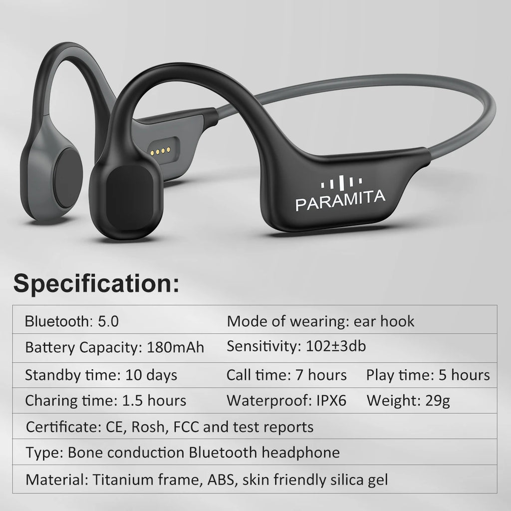 2024 Classic DG08 Bone Conduction Headphone Wireless Bluetooth Headset with MIC BT 5.3  Waterproof for Sport Running Workouts
