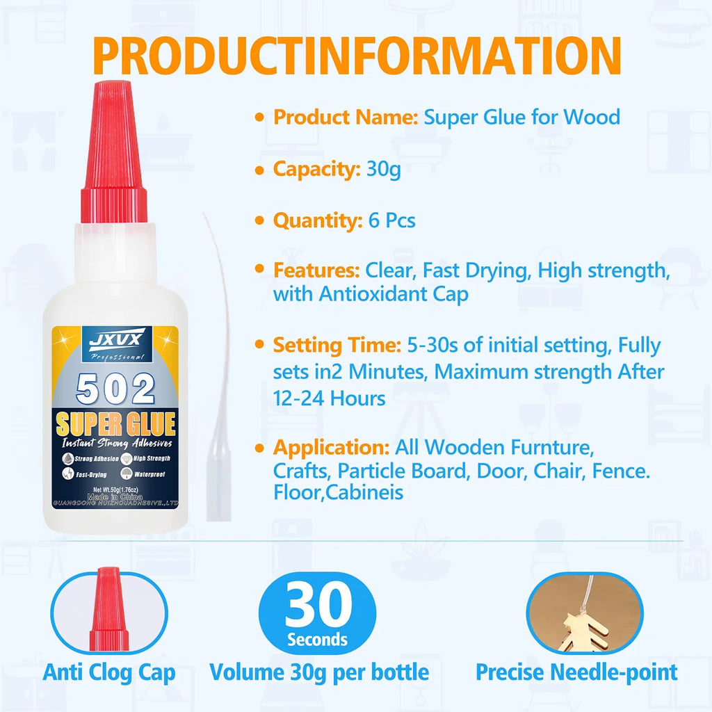 1-3pcs 50g High quality 502Super-Strong Instant Glue Transparent without whitening 5-second quick-dry Applicable to TWood Chair Cabinet Wooden fence Rubber.