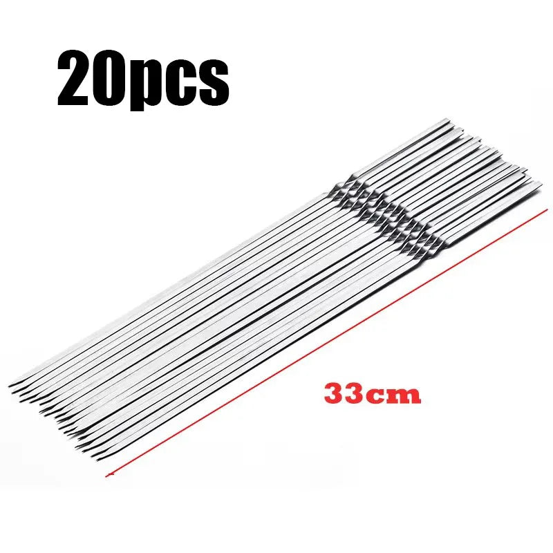 5/10/15/20Pcs Stainless Steel Barbecue Skewers, Reusable BBQ Kebab Skewers for Outdoor Camping, Picnic Tools, Cooking Tools