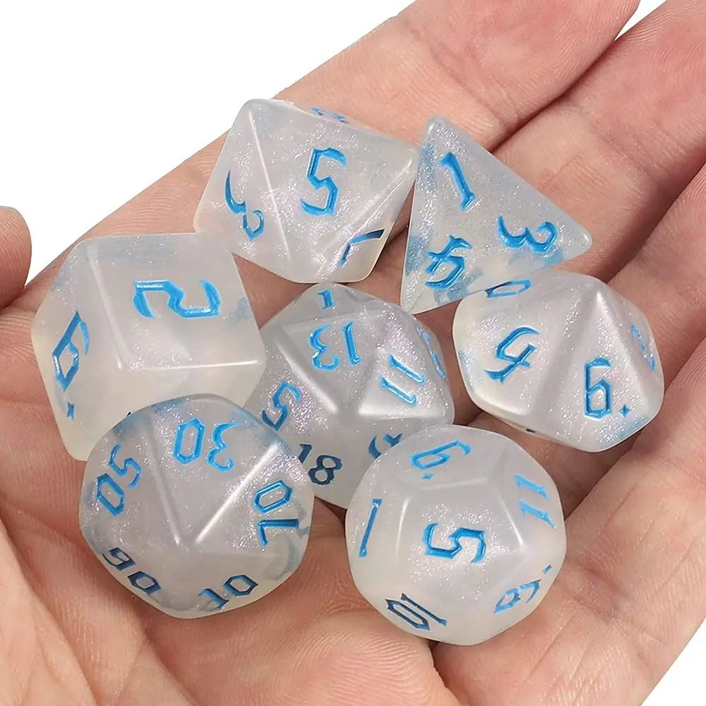 7-Die/Set New Acrylic Dice Set For TRPG DND Polyhedral 7-Die Lidescent Glitter Digital Dice Entertainment Game Accessories