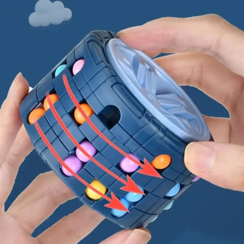 3D Cylinder CubeToy Magical Bean Gyro Rotate Slide Puzzle Games Relieve Stress Children Educational Montessori Infant Toys Gift