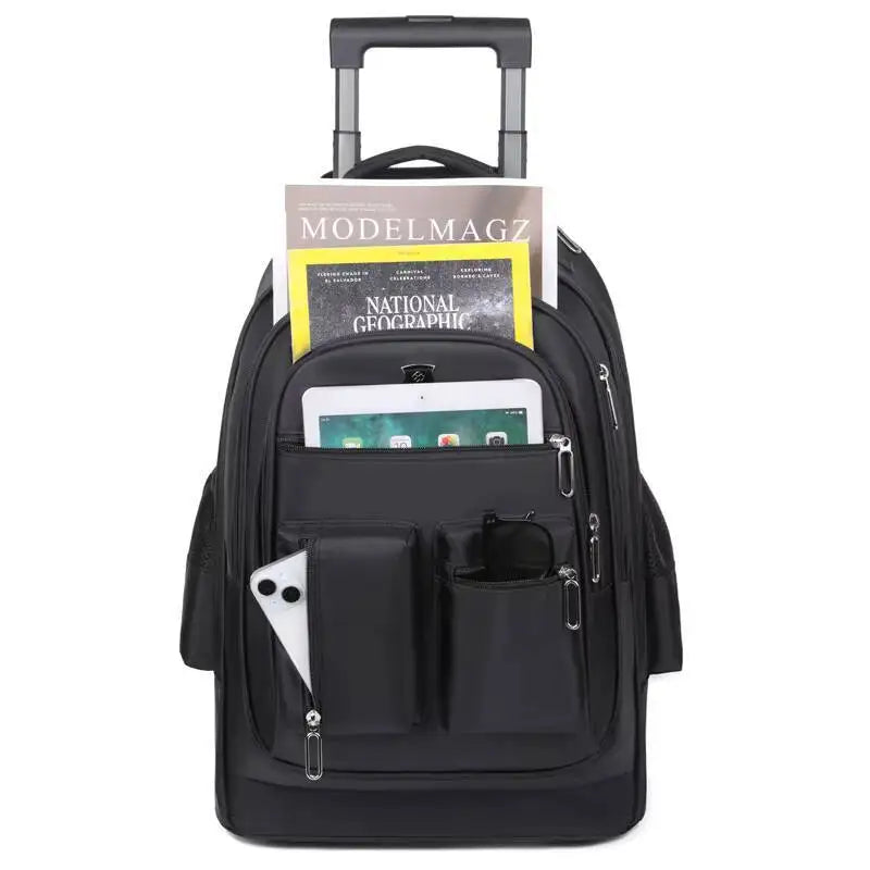 Large Capacity Travel Wheeled Backpack Wheels Hidden Pull Rod Waterproof Carry Luggage Weekend Travel Bag For Men Business Trip