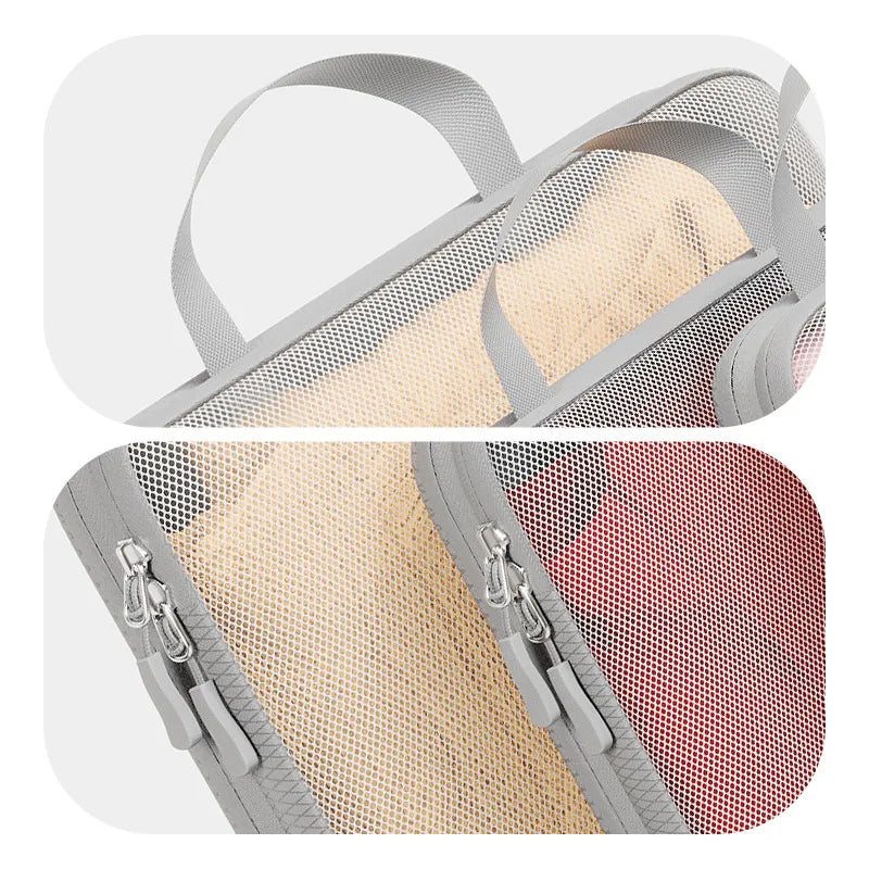 3pcs Expanded Travel Storage Bag Mesh Luggage Compression Organizer Bag High Quality Packing Cube Handheld Clothing Storage Bag