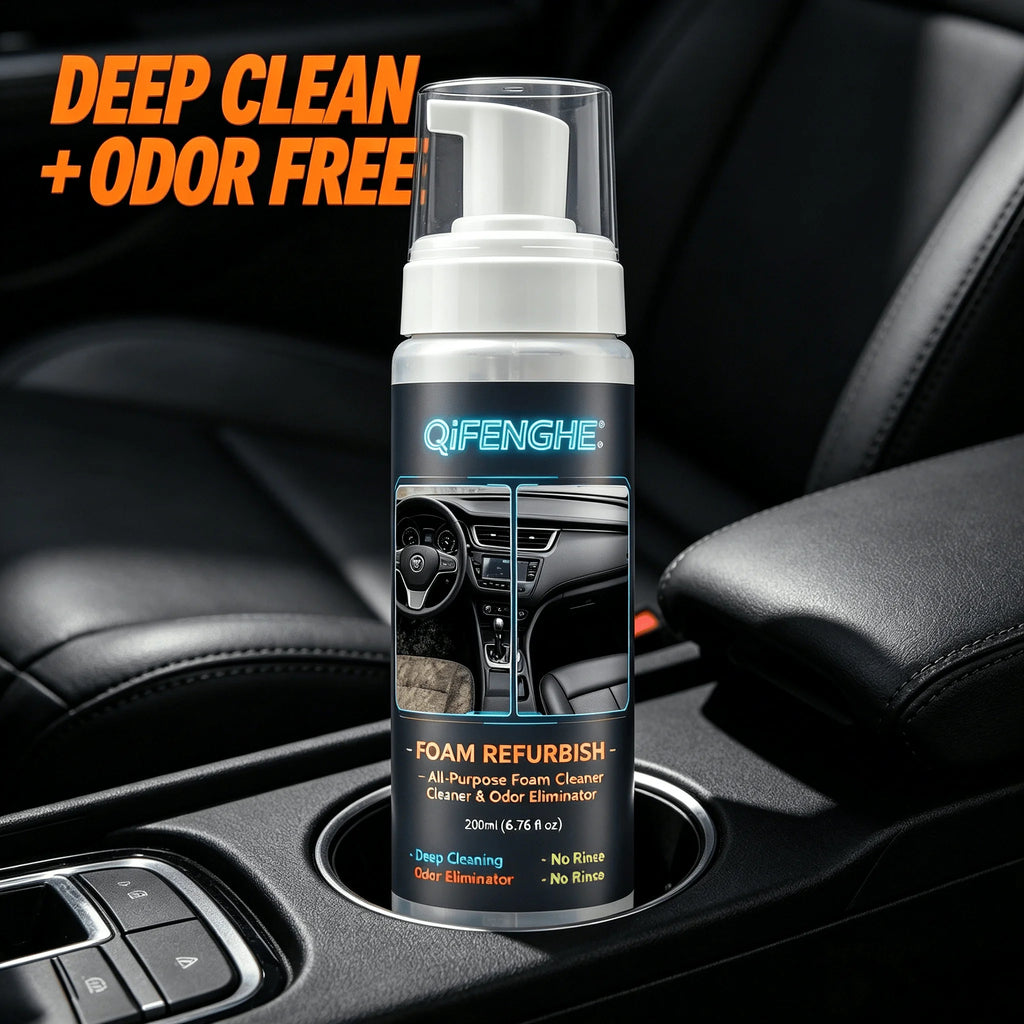 200ML No Rinse Car Foam Cleaner with Sponge Multi-Purpose Auto Interior Deep Cleaning Foam Odor Eliminator for Leather Seat Dash