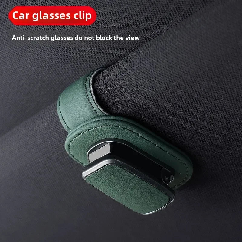 Universal Car Sunglasses Holder Car Metal Leather Clip Card Ticket Holder Auto Sun Visor Glasses Box Decoration Accessories