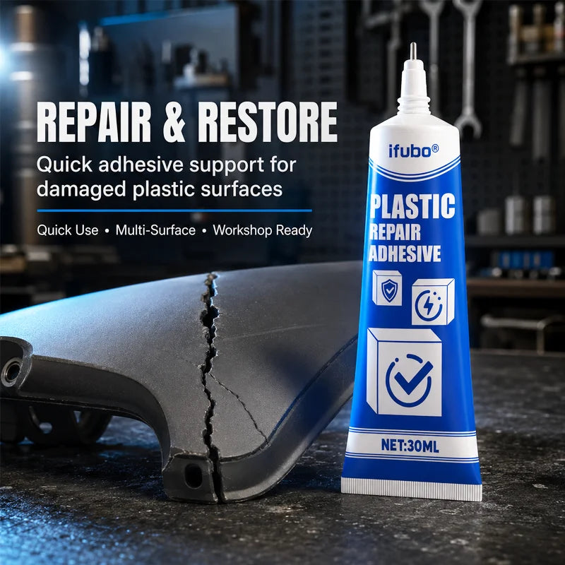 Ifubo Plastic Repair Adhesive 30ML Fast Cure Strong Bond For Car Bumper Dashboard Trim Crack Broken Plastic DIY Garage Glue
